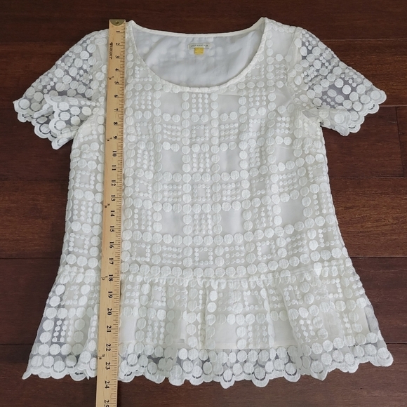 Anthropologie Leifsdottir White Lace Embroidered Short Sleeve Peplum Top Size 6 - Picture 11 of 11